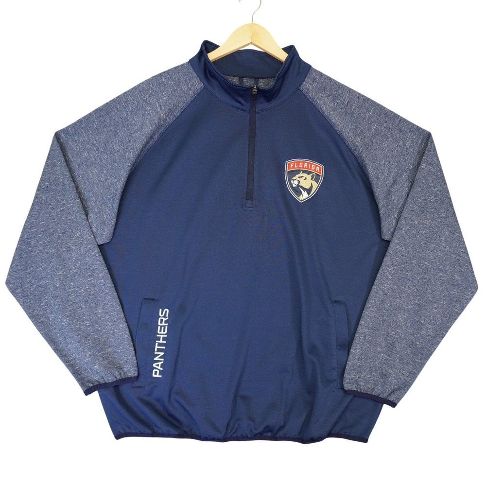 Florida Panthers Pullover Mens XXL Blue Quarter Zip Jacket NHL Sweater Raglan